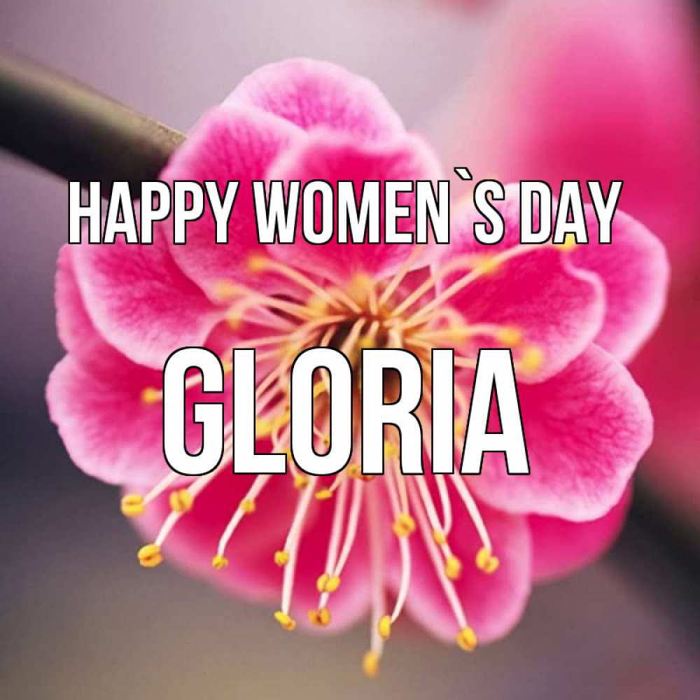 Greetings card с именем, Gloria happy women`s day цветы Greetings with text for free download 